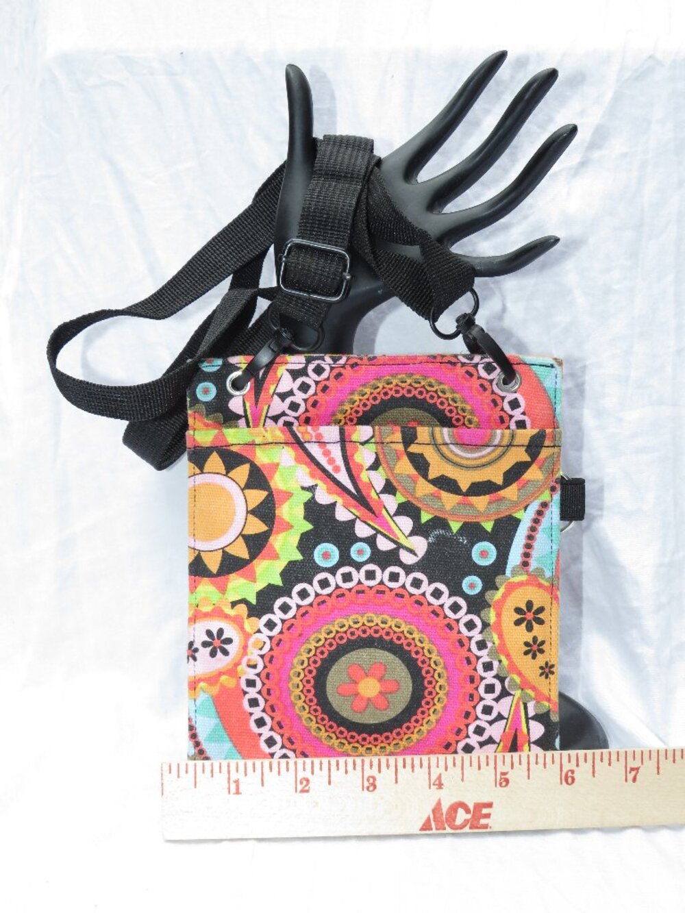 Hip Klips Boho Sun Mandala Crossbody Bag | Retro 70s Print Small Travel Purse |